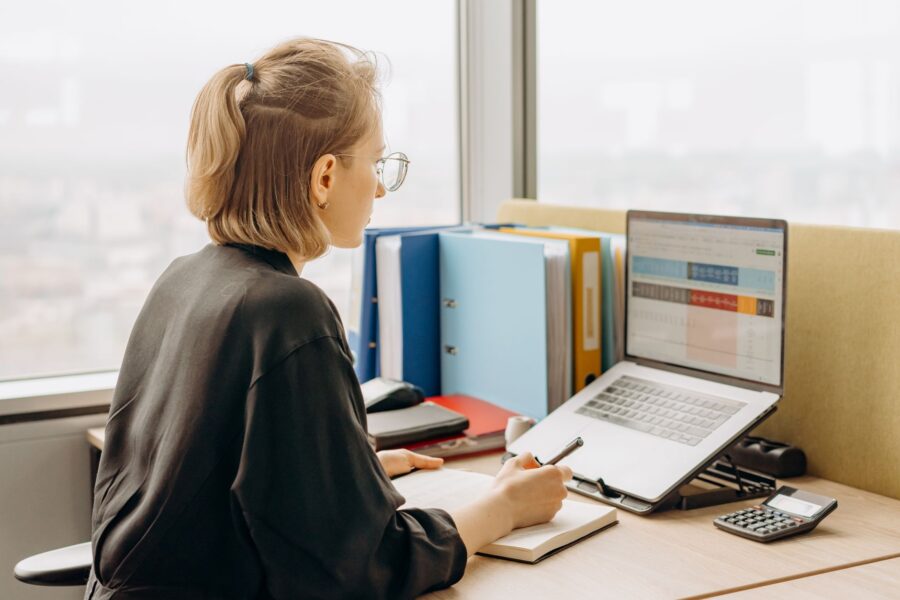 Laptop spreadsheet screen