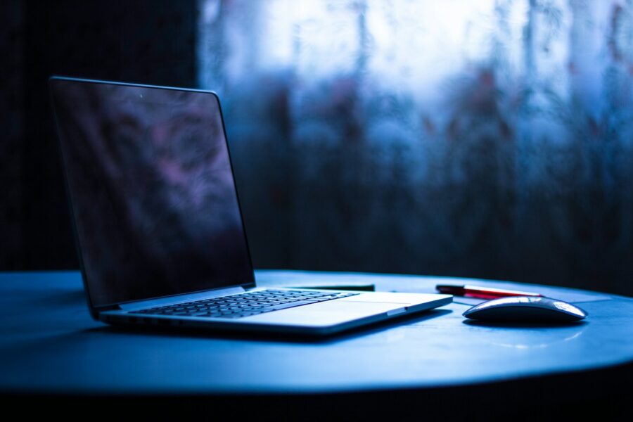 Laptop desk evening