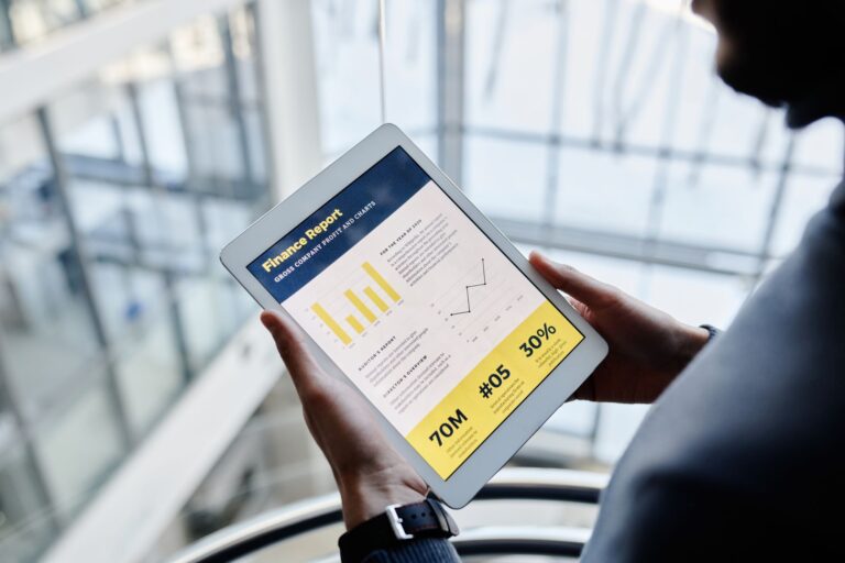 Person reading financial