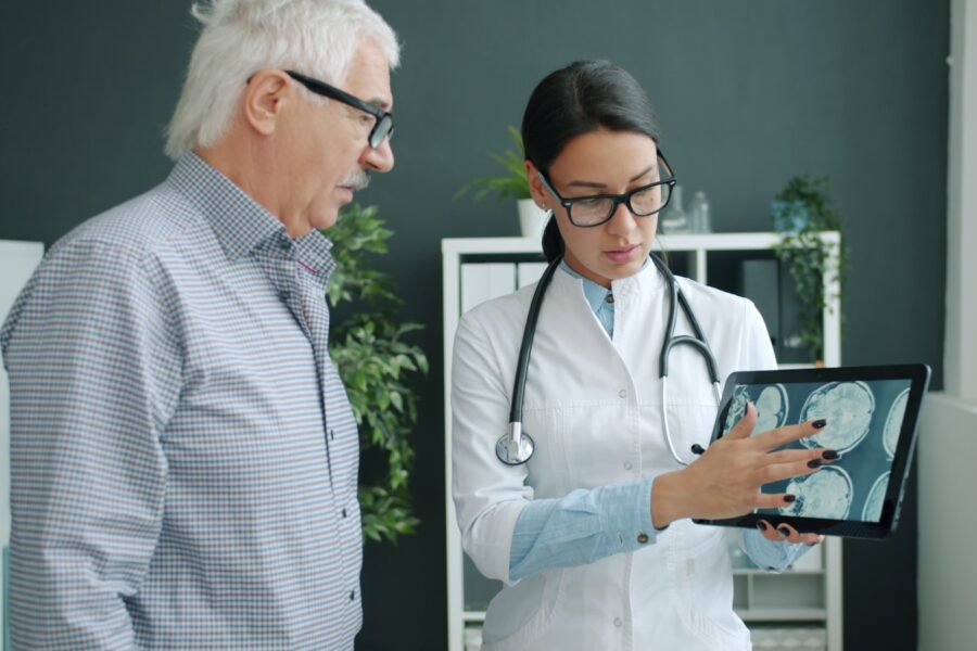 Patient talking doctor