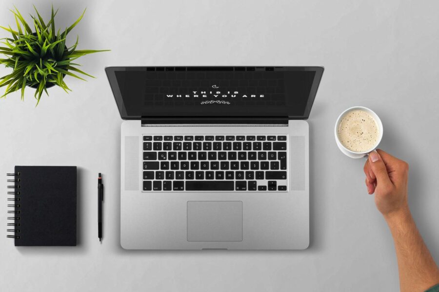 Minimalist workspace laptop