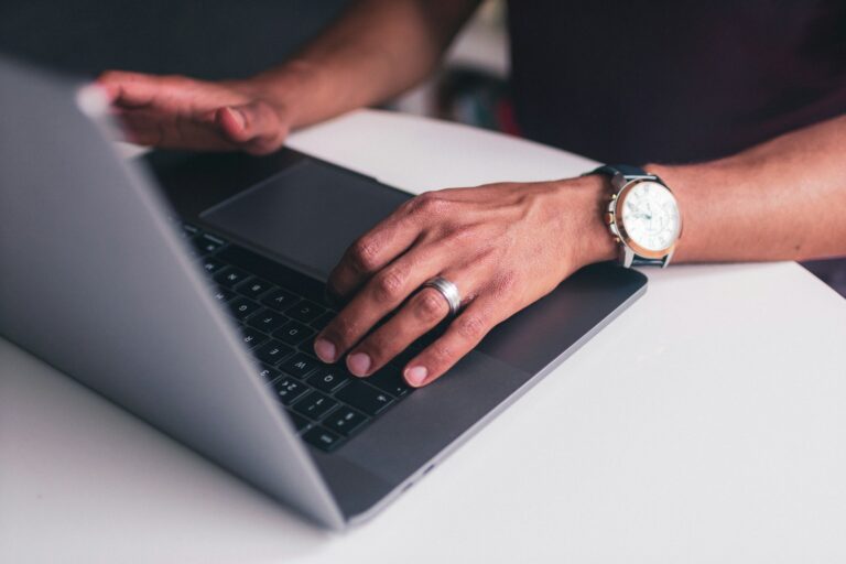 Person typing email