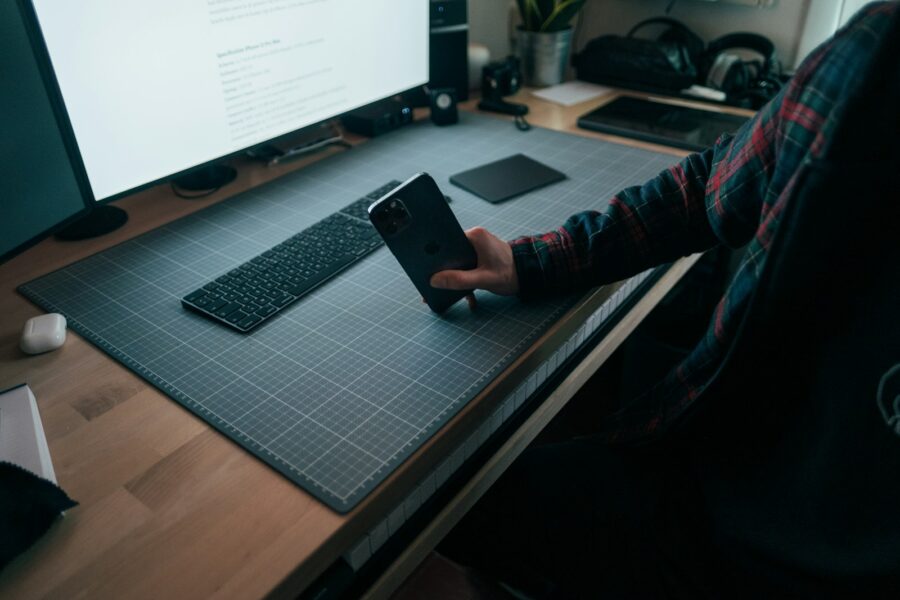 Person editing laptop