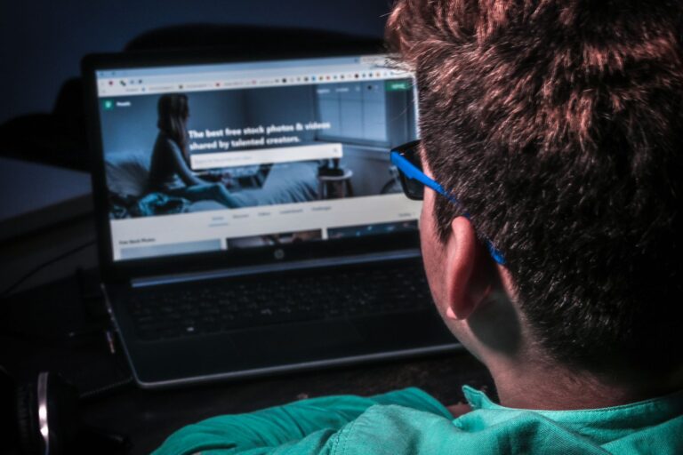 Person examining website