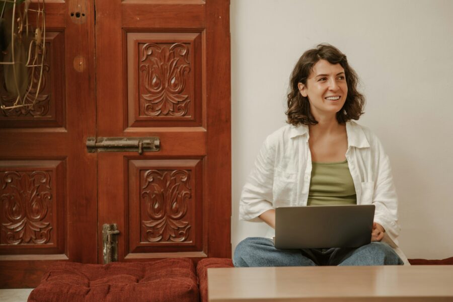 Woman using laptop