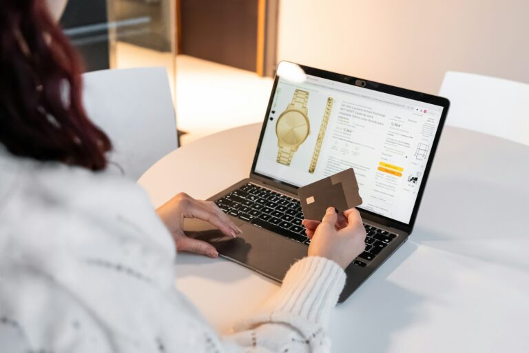 Woman checking online