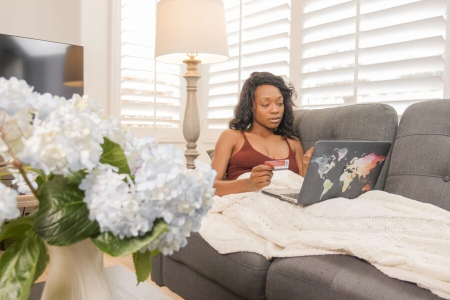Woman online shopping