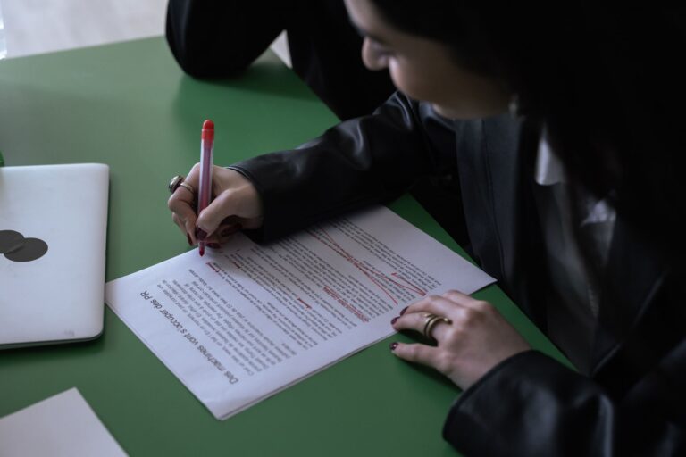 Person editing document