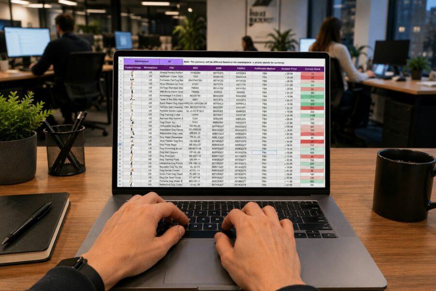 Laptop screen spreadsheet