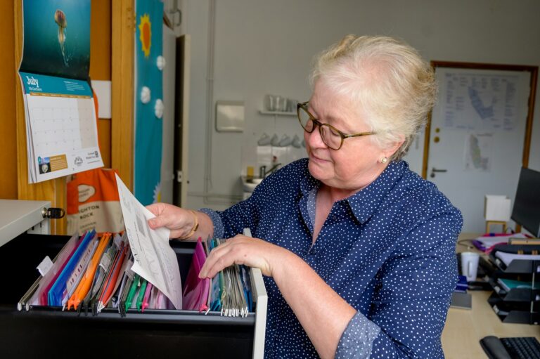 Woman organizing files