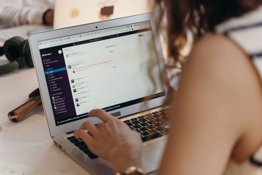 Woman laptop notification