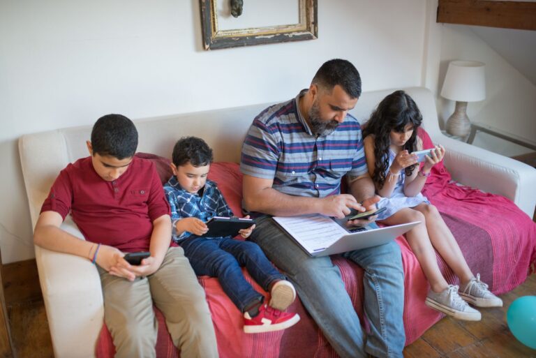 Family using wifi